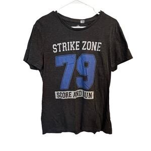 The T-Shirt Baseball Gray Strike Zone Score and Run Short Sleeve T-Shirt Large